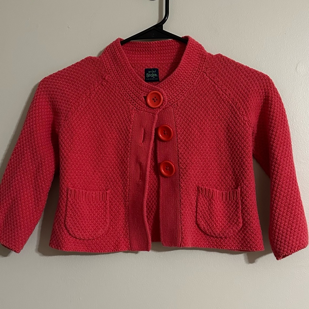 Mini Boden Girls Red Buttoned Cardigan Sweater